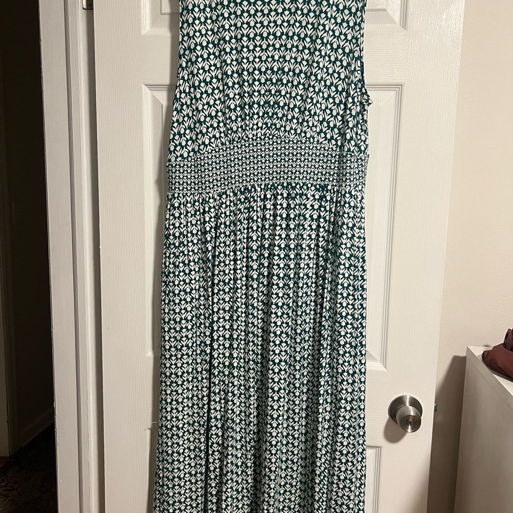 Boden Green and White Patterned Dress